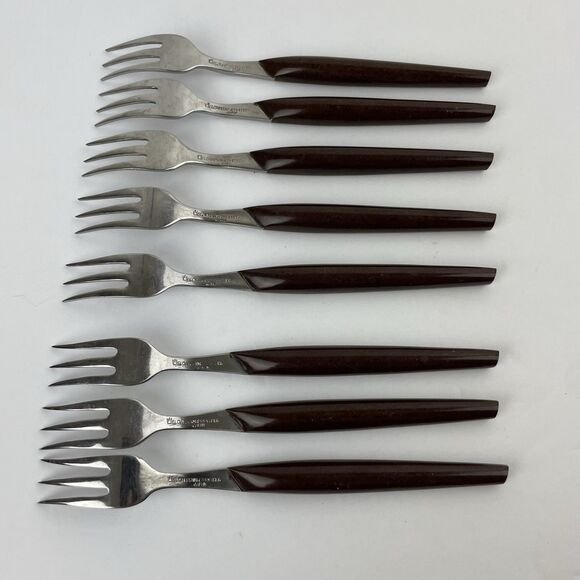 VTG ELDAN Stainless Flatware Spoons Forks Silverware Black Japan MCM 18 Piece - Picture 15 of 16